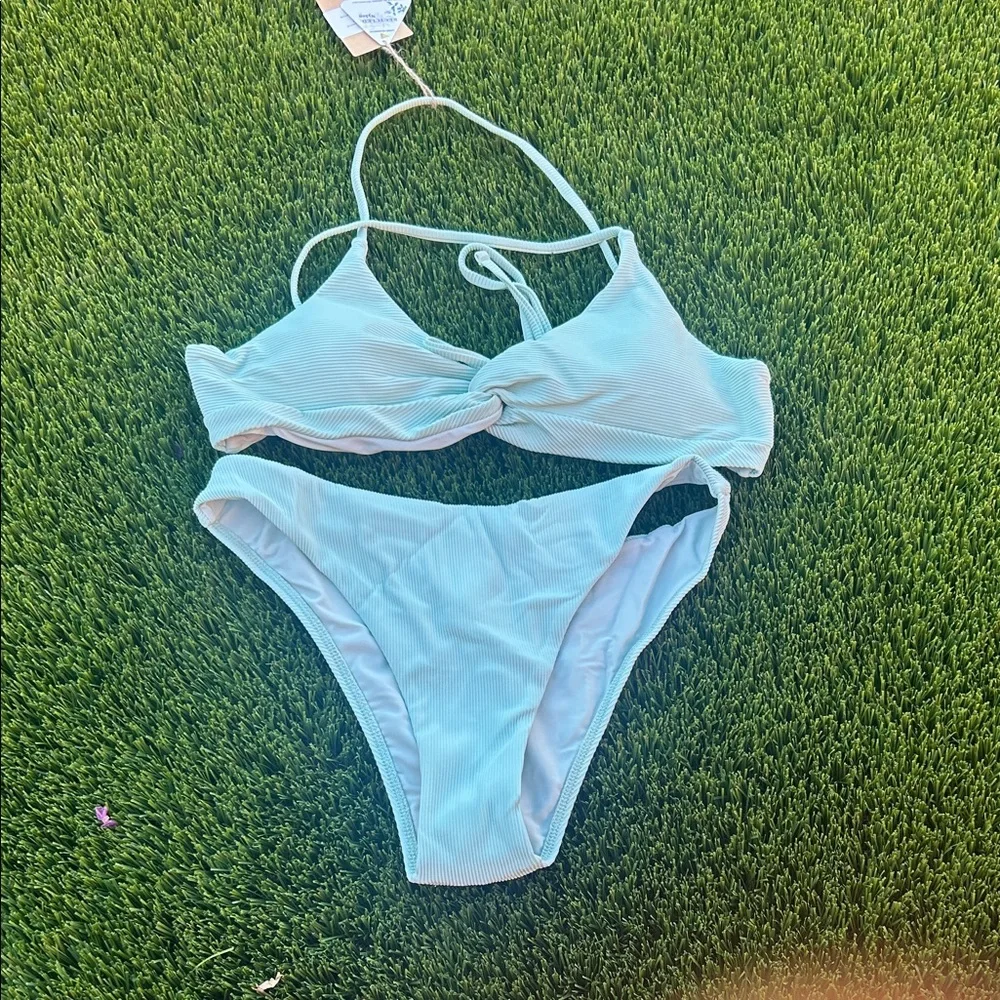 Light Blue Twist Front Bikini Set - Women Swim Bikini - Picture 1 of 1